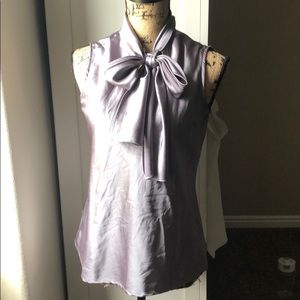 Nine West Suit Seprates Silky Gray Bow Top